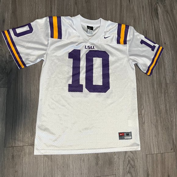 Nike LSU FOOTBALL JERSEY Boys MEDIUM Tigers white mesh university youth team EUC - Picture 1 of 9